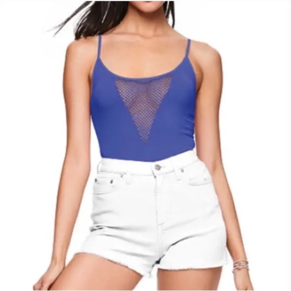 3/$15 PINK Victoria’s Secret NWOT XS seamless tank plunge mesh bodysuit stretch